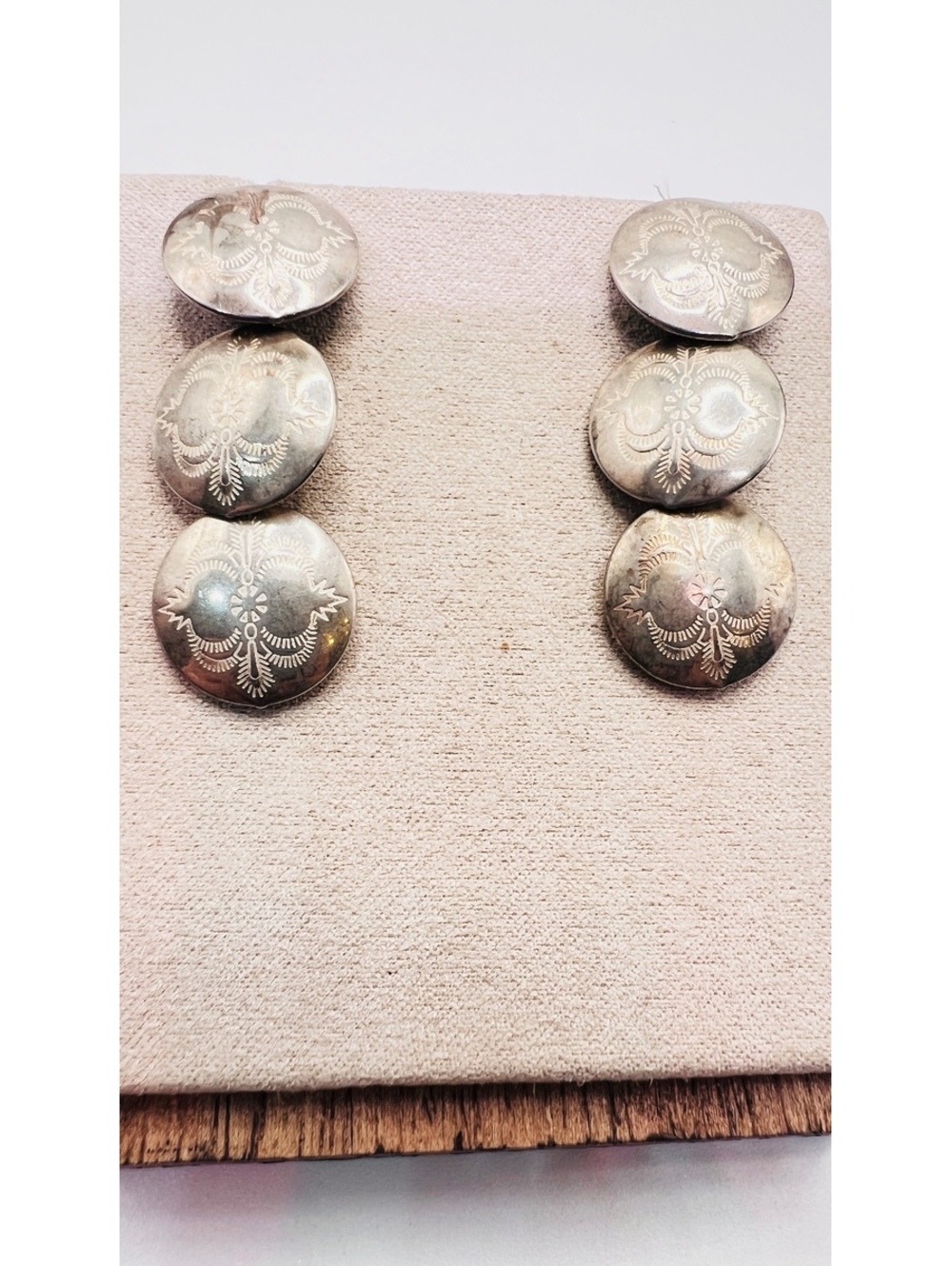 Vintage Quoc Turquoise QT 925 Sterling Triple Disc Dangle Earrings